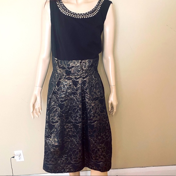 Size 20 | Black and Gold Jeweled Cocktail Dress - Picture 2 of 12